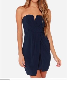 L'ATISTE Strapless Midnight Blue Cocktail Dress
